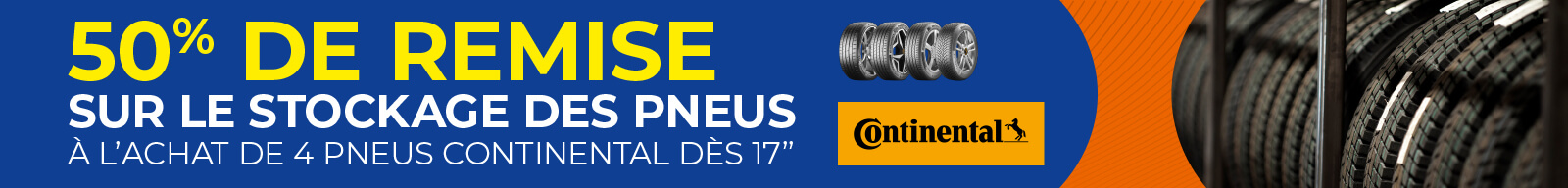 Promotion Continental -50% sur le stockage des pneus